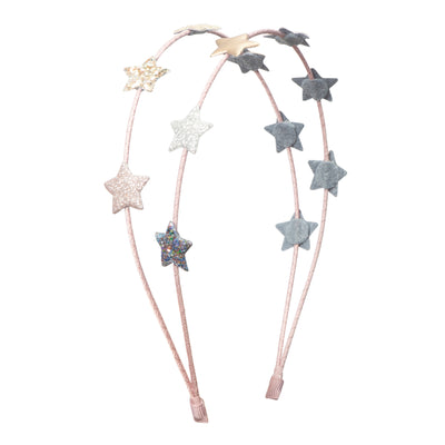 Lightweight double Alice band featuring sparking stars in neutral and metallic colours