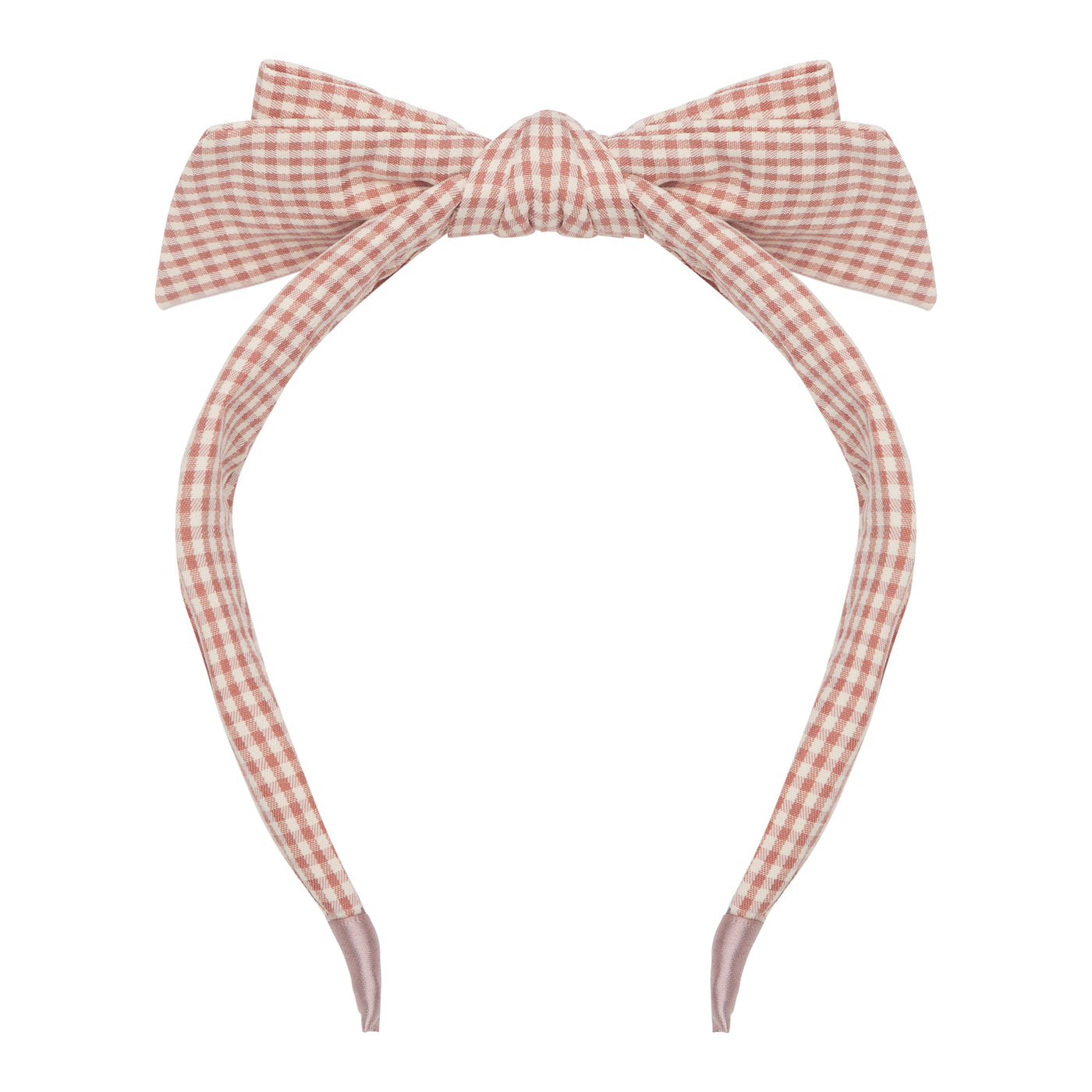 Pink gingham print bow Alice band