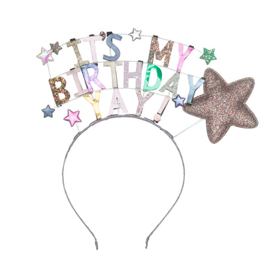 Colourful  birthday headdress for little girls with glitter stars