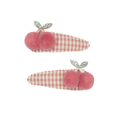 Gingham cherry clips