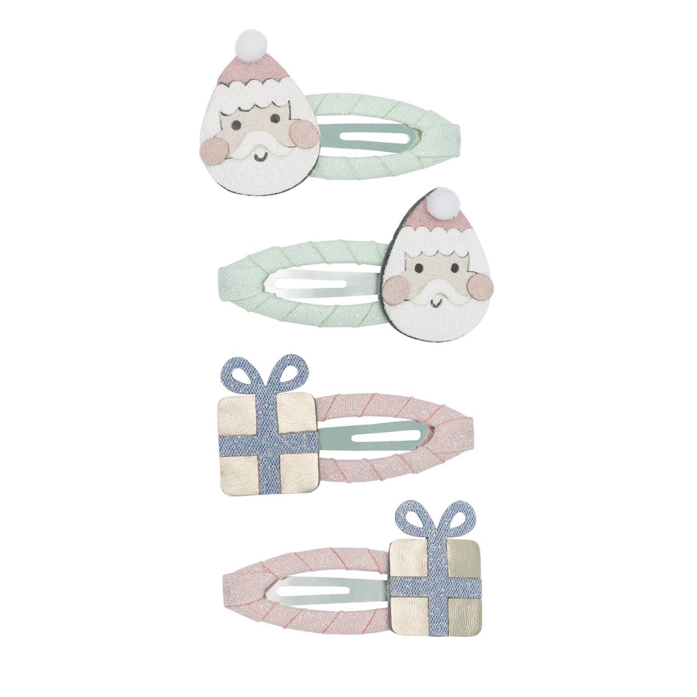 clip pack featuring Santa faces and gifts in soft pastel shades