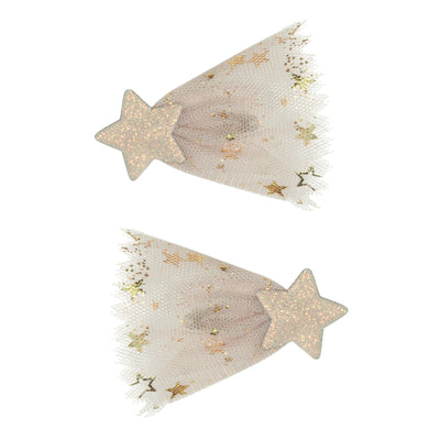 Gold glitter shooting star clips with pretty gold foil printed trails