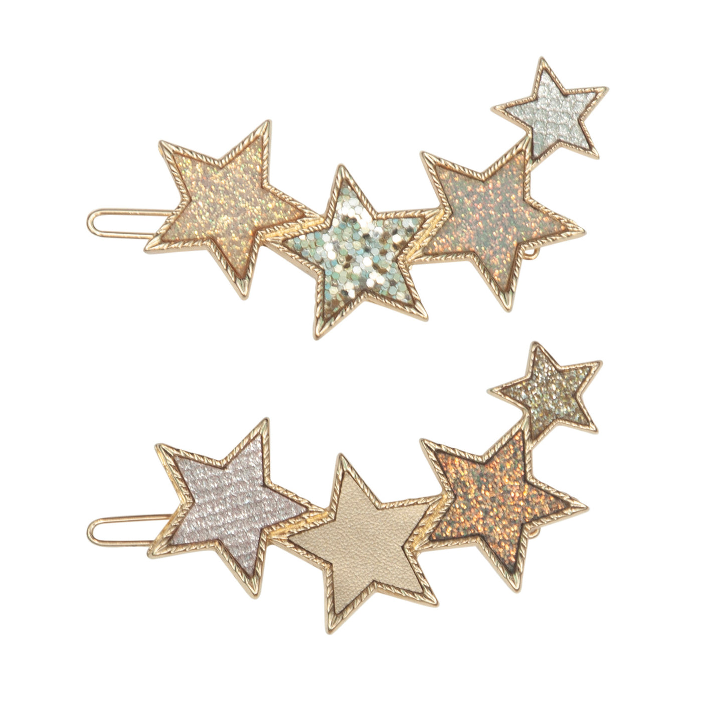 super sparkly star snap grips made with chunky and fine glitter and metallic fabrics, perfect for party season!