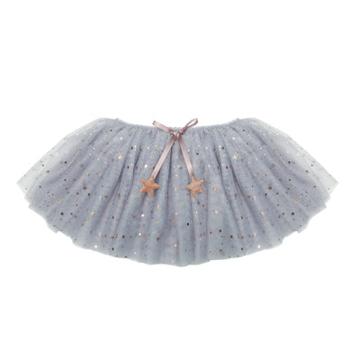 Super soft grey layered tulle tutu with rose gold stars and glitter star charms