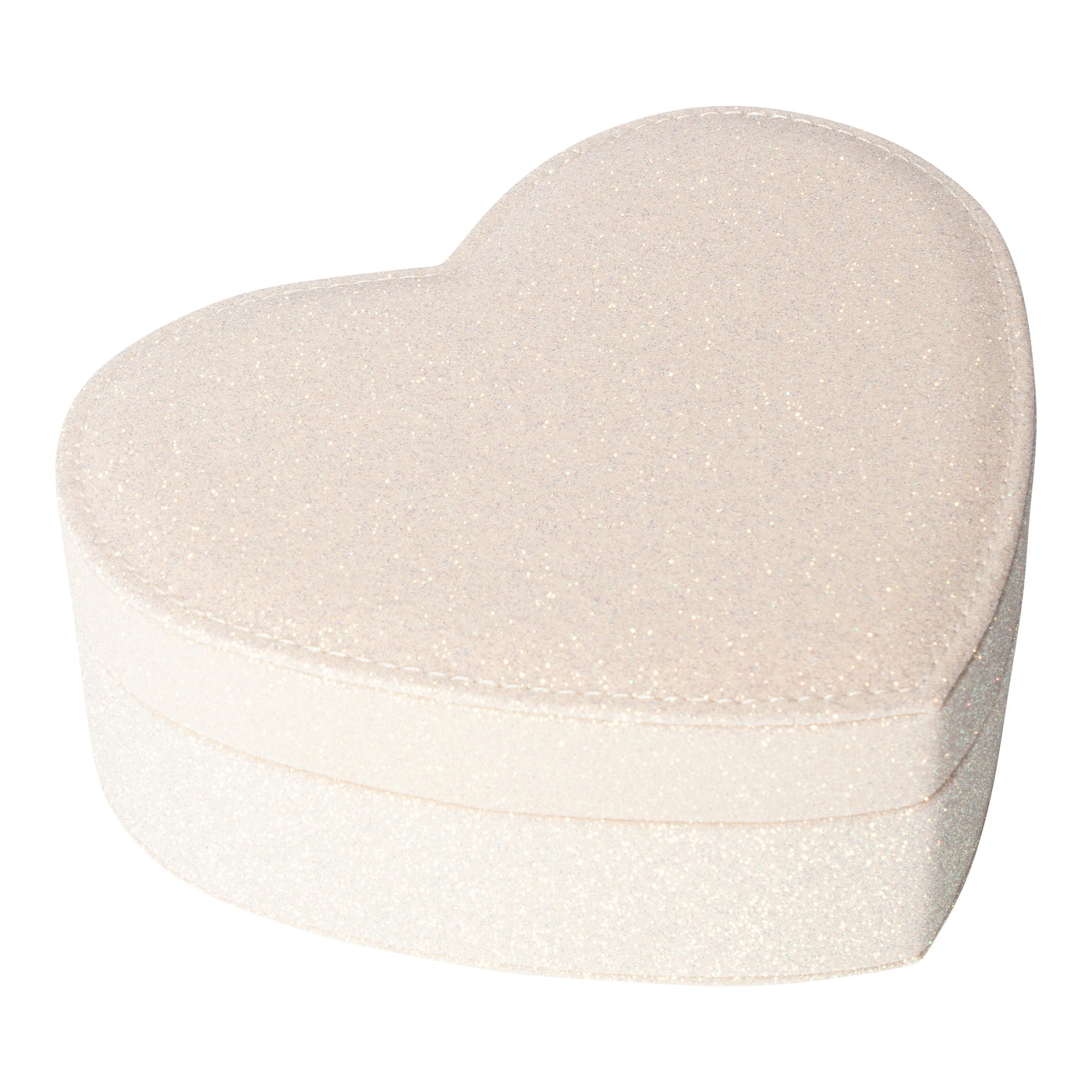 Glitter heart shaped jewellery box in a beautiful off white