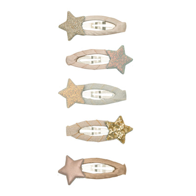 Ribbon wrapped Stellina star mini clic clacs in leatherette and glittery fabrics 