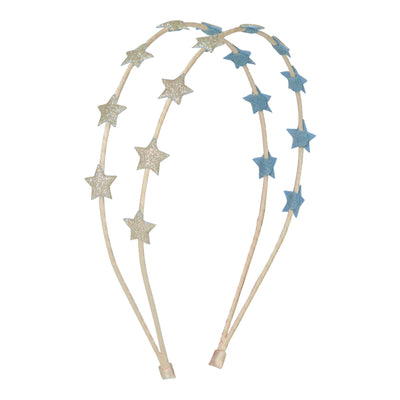 Mega starry double alice band wrapped in ribbon with Gold glittery stars