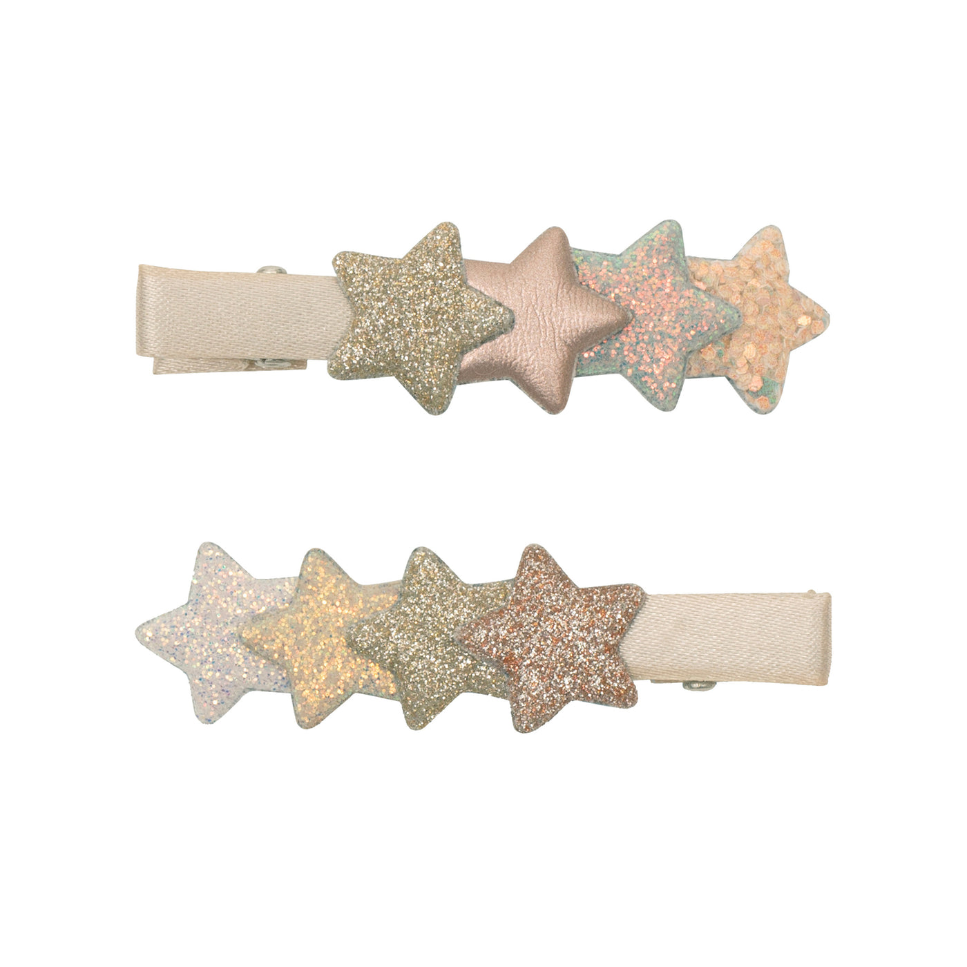 Pink clips with glittery and PU stars 