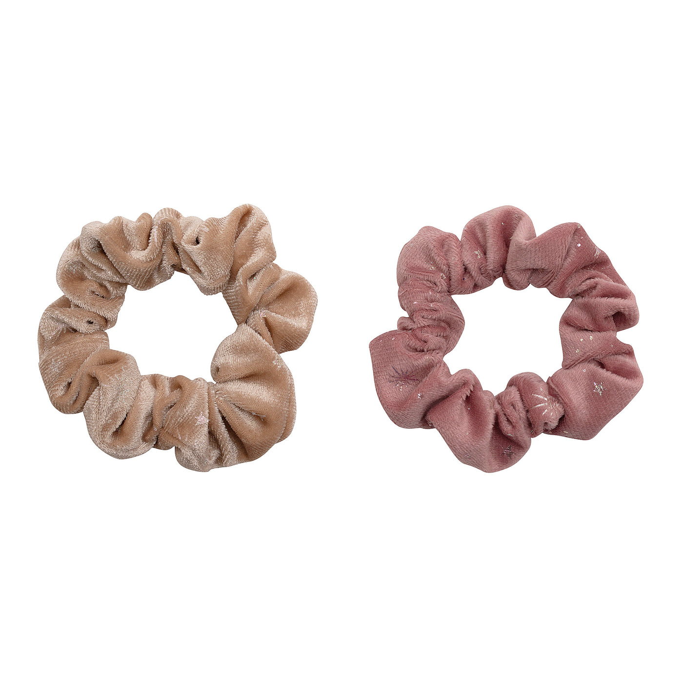 Pink velvet scrunchie pack- shimmering blush pink velvet scrunchie- light pink silver foil print scrunchie