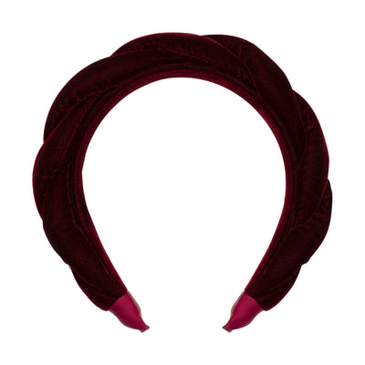 Berry red oversized padded velvet alice band