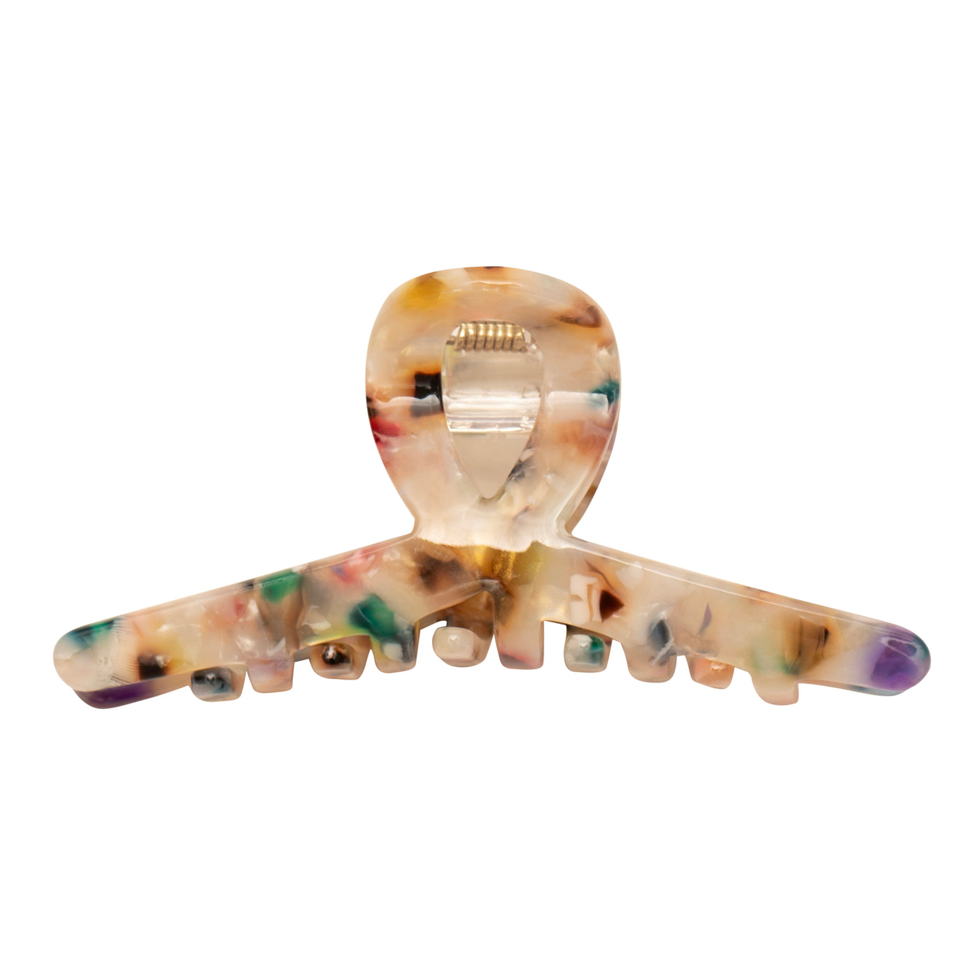 Rainbow claw clip- pearlescent beige clip with rainbow speckles