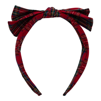 Edie alice band in tartan fabric with a bow 
