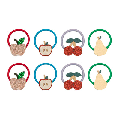 Fruity fun mini ponies- light green pears- glittery red cherries- glittery red apples and glittery gold apples