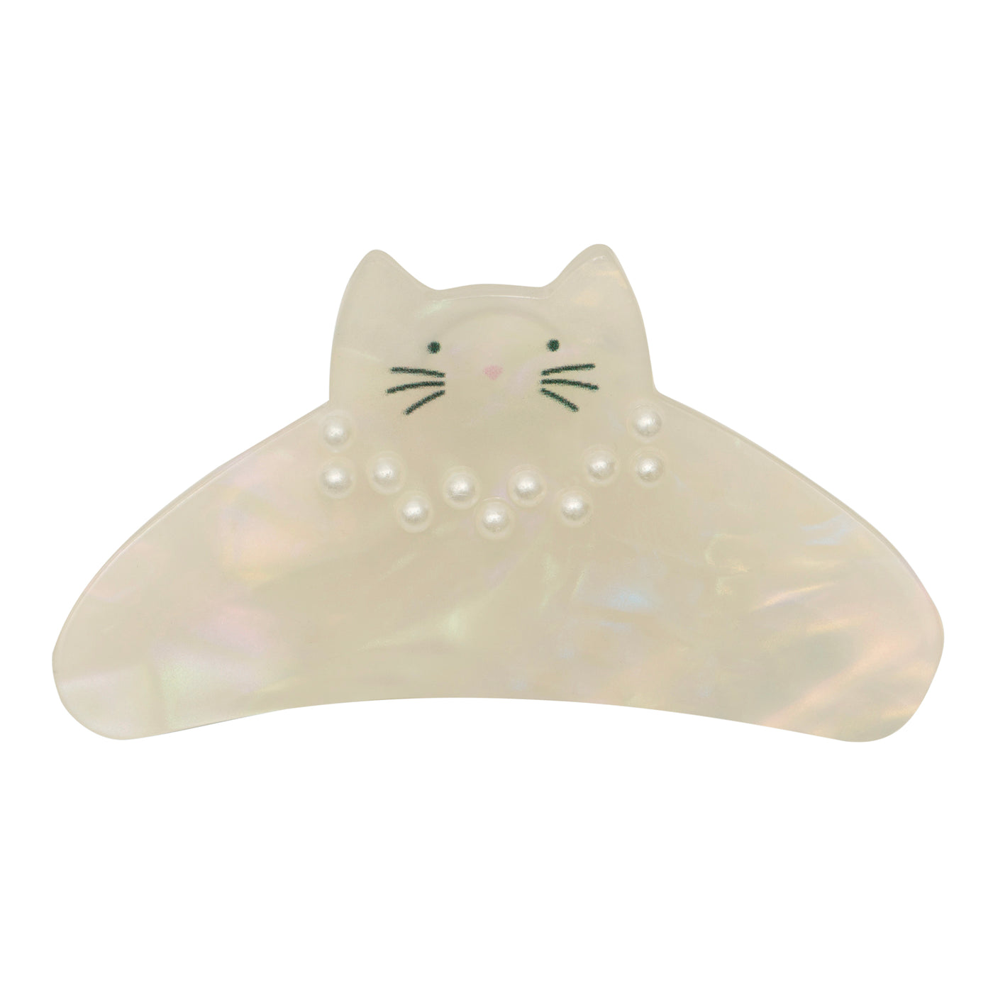 Cute pearlescent kitty claw clip- cute kitty face- featuring little pearl beads  