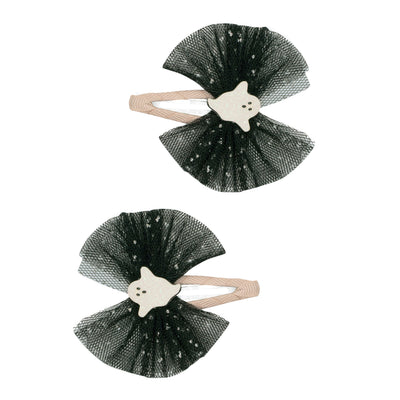 Pink ghoulish ghost clips with black tulle and glittery white ghost