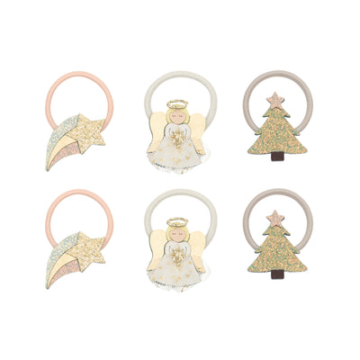 Christmas angel mini ponies featuring glittery angels- glittery green christmas trees -glittery shooting stars