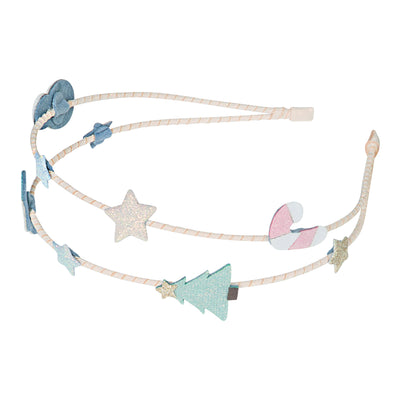 cream ribbon snowman double alice band
