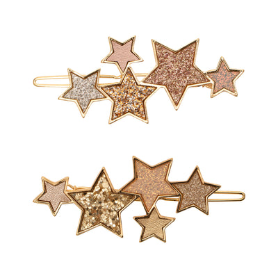 Glittery gold Starry snap grips with snap closure