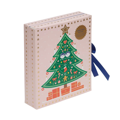 Mimi and lula christmas advent calendar- with Christmas tree print and deep blue ribbon closure 