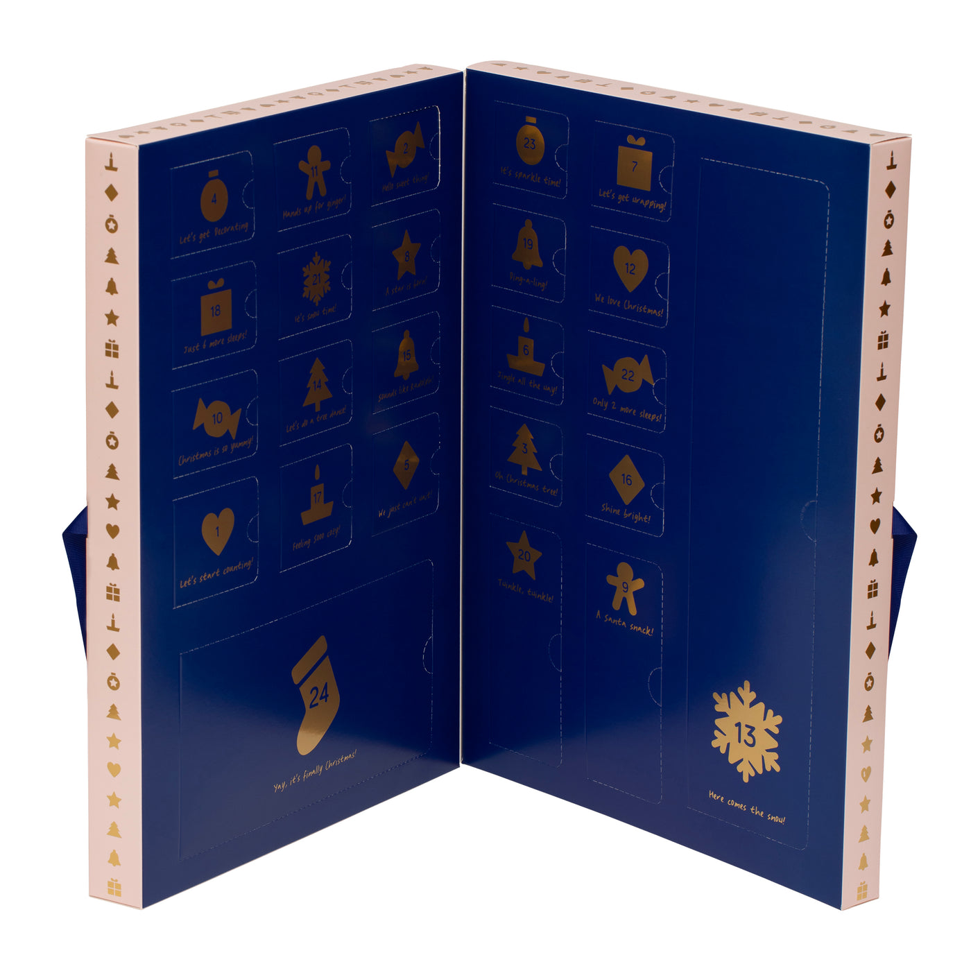 Selfridges x Mimi and Lula Christmas calendar-  A deep royal blue inside with 24  numbered windows full of great gifts