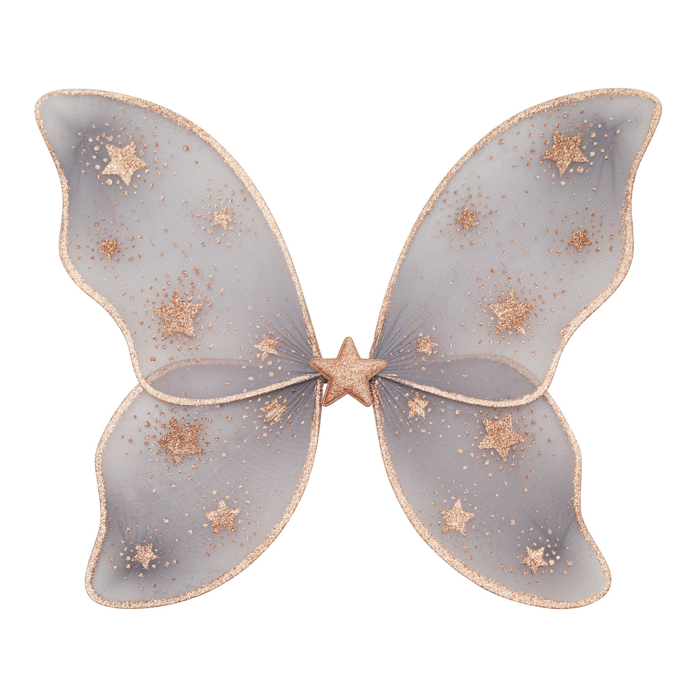 Starry night wings in grey tulle, with rose gold heart detailing on wings and gold stars- Fairy dress up
