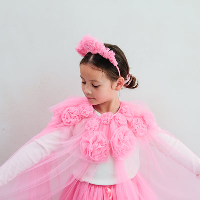 Pink ruffle flower cape