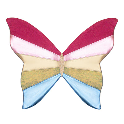 Bright and bold Rainbow intergalactic Fairy wings featuring pink and gold glitter with cool blue - glittery and pleather textures-Perfect for dress up  