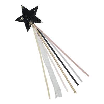 Magical velvet star witch wand- Gold starburst Pattern- beautiful gold glitter handle with coloured ribbon and tulle tassel