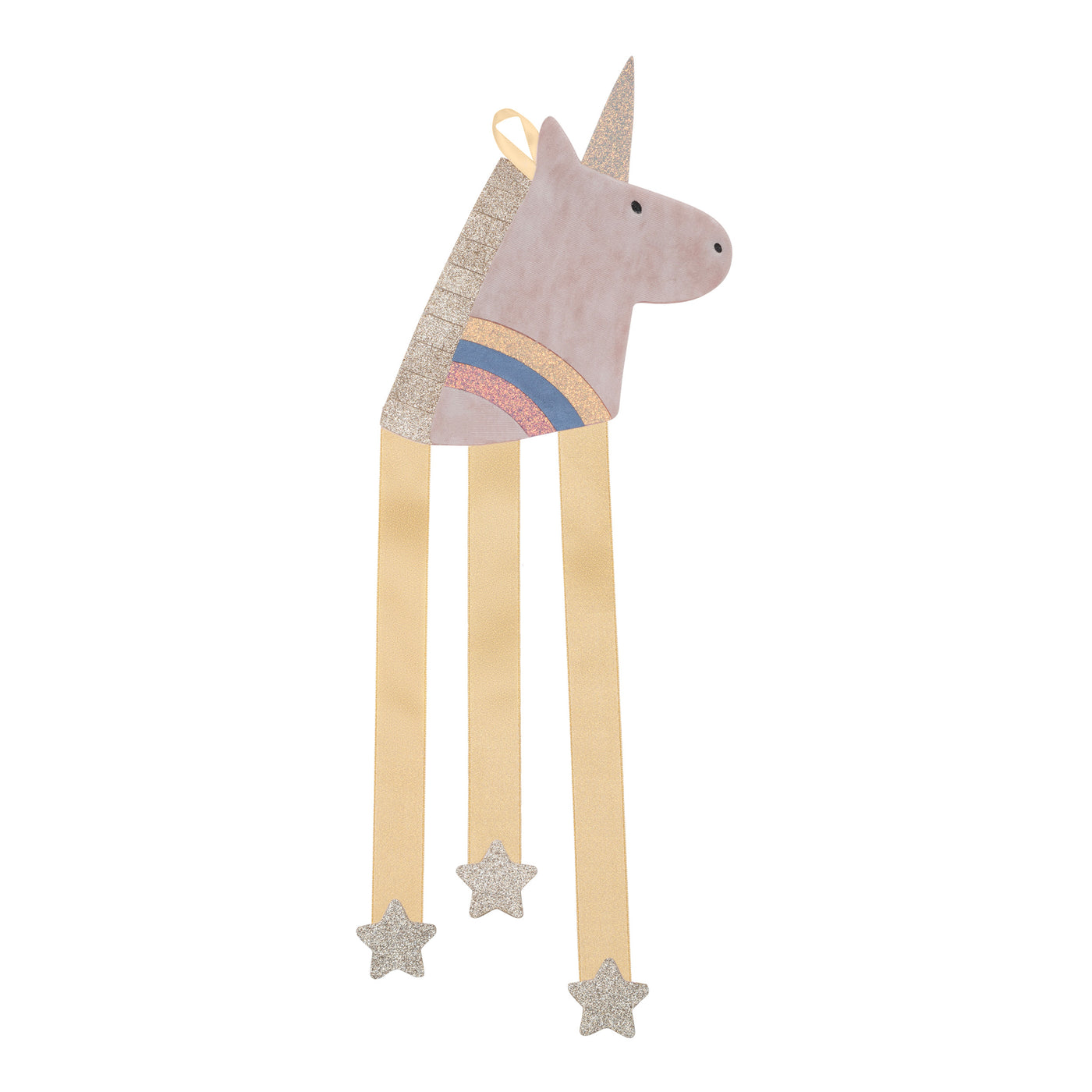 Sparkly unicorn wall hanger with glittery details and a cute, playful design – perfect for clip storage