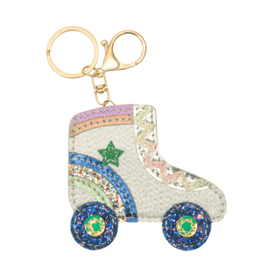 Colourful rollerskate keyring with detailed glittery design