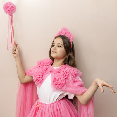 Pink ruffle flower cape