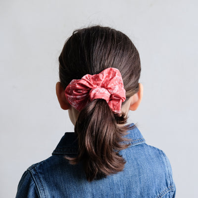 hair tied back with bandana giant scrunchie