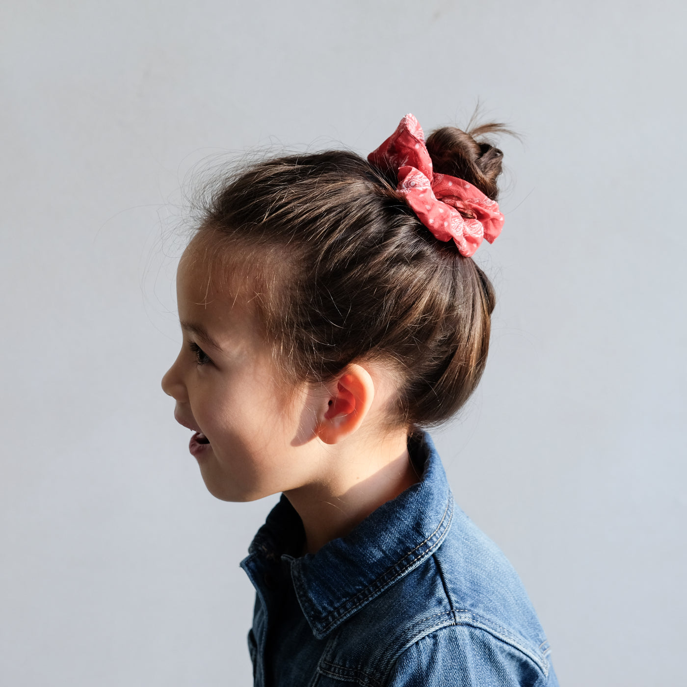 bun hair style with bandana giant scrunchie