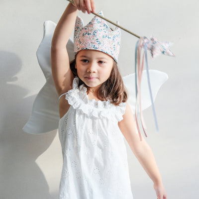 girl dressed up as a fairy with the flower crown