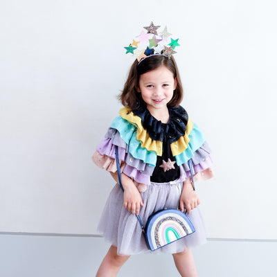 Rainbow ruffle cape