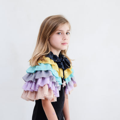 Rainbow ruffle cape