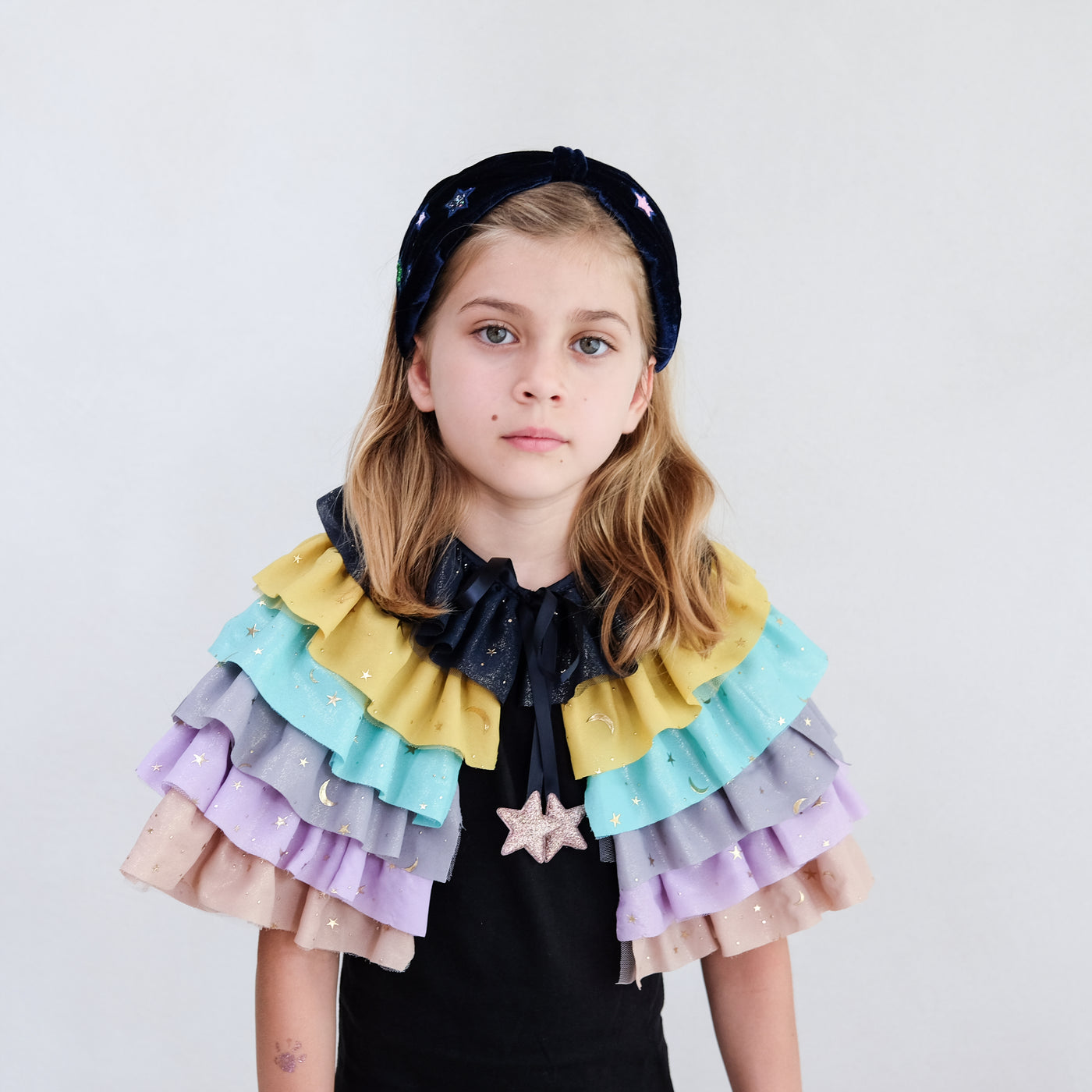 Rainbow ruffle cape