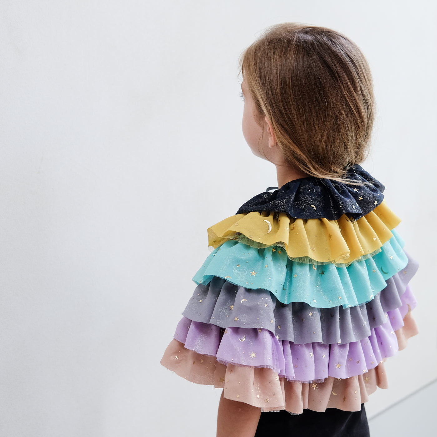 Rainbow ruffle cape