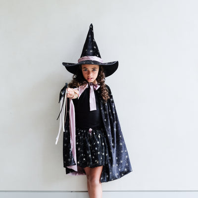 Video of a young girl wearing our Agatha black velvet witch costume