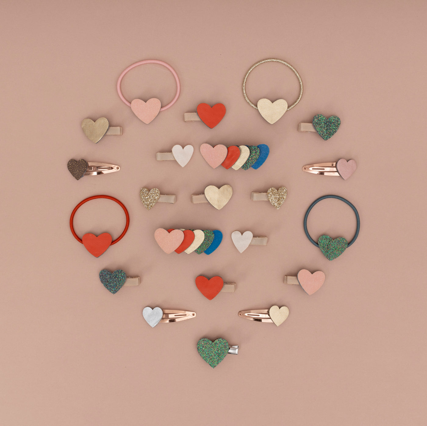 Retro rainbow layered heart clips