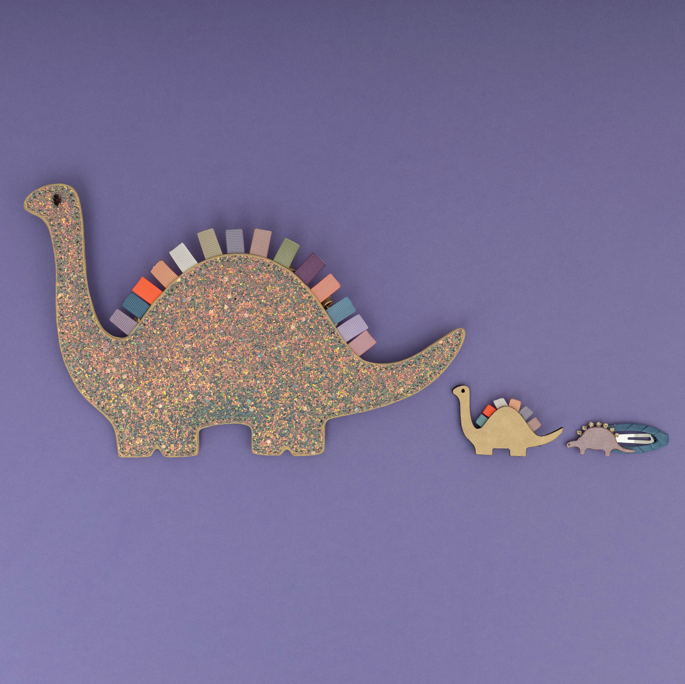 Doodle dino ribbon clips
