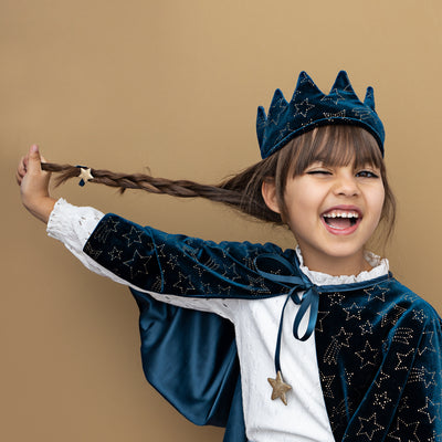Teal enchanted velvet starry crown