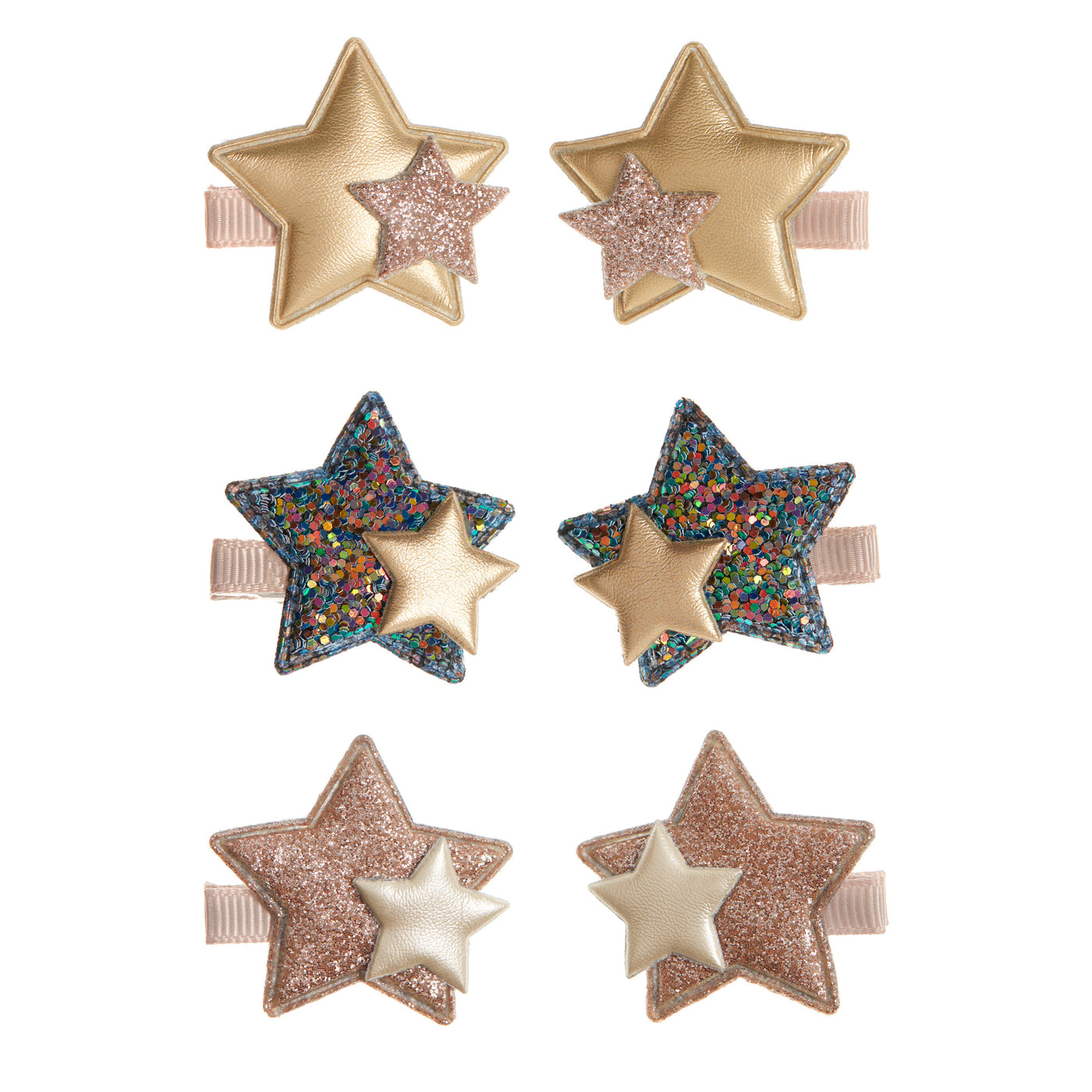Sparkle layered star mini clips