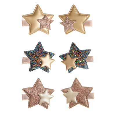Sparkle layered star mini clips