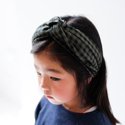 Forest green gingham wide alice band